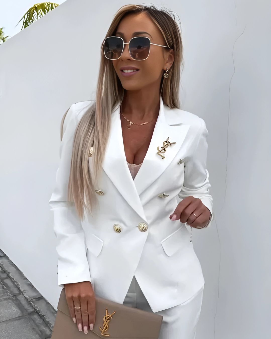 Elegante dames set met chique knopen blazer