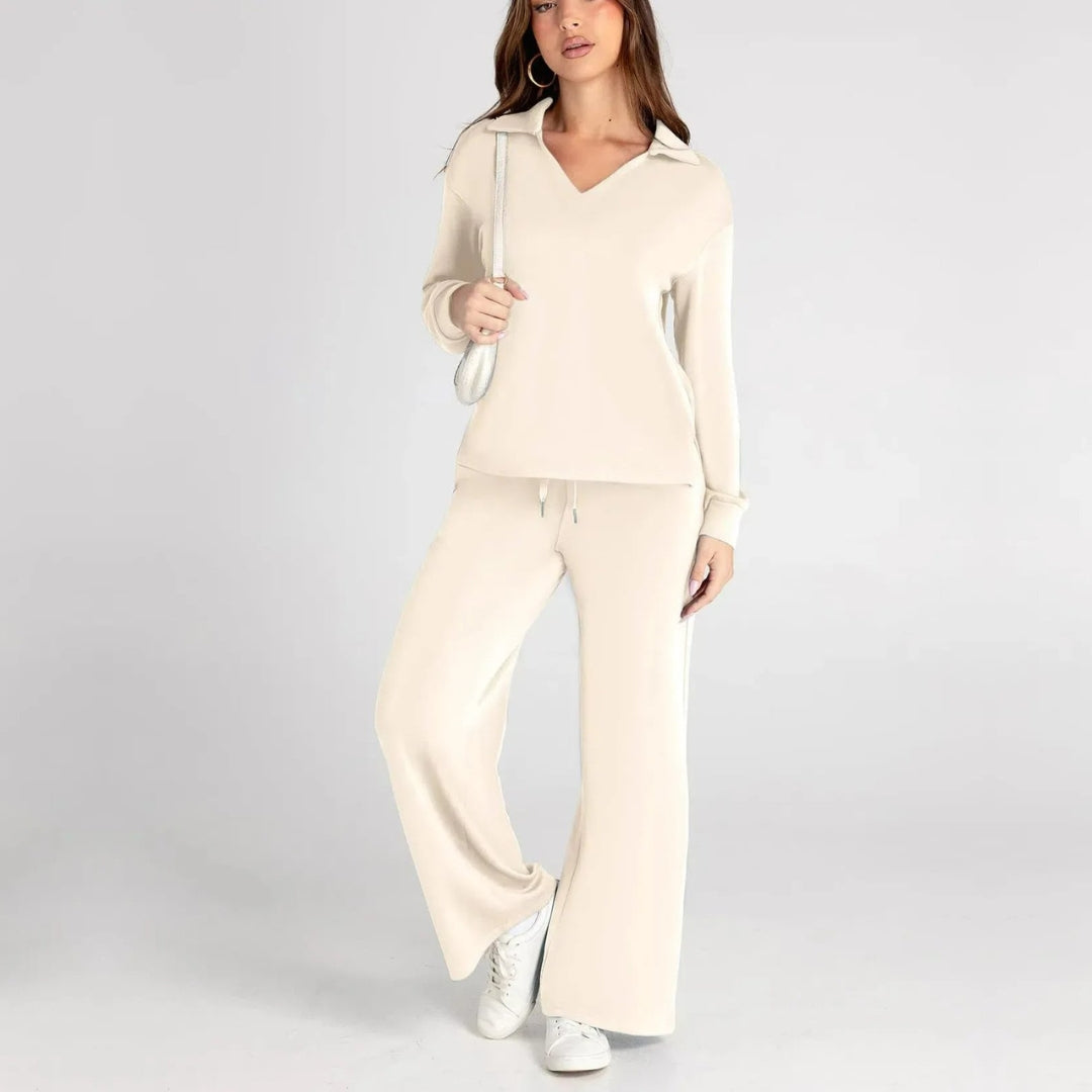 Stijlvolle Dames Loungewear Set met Wijde Pijpen