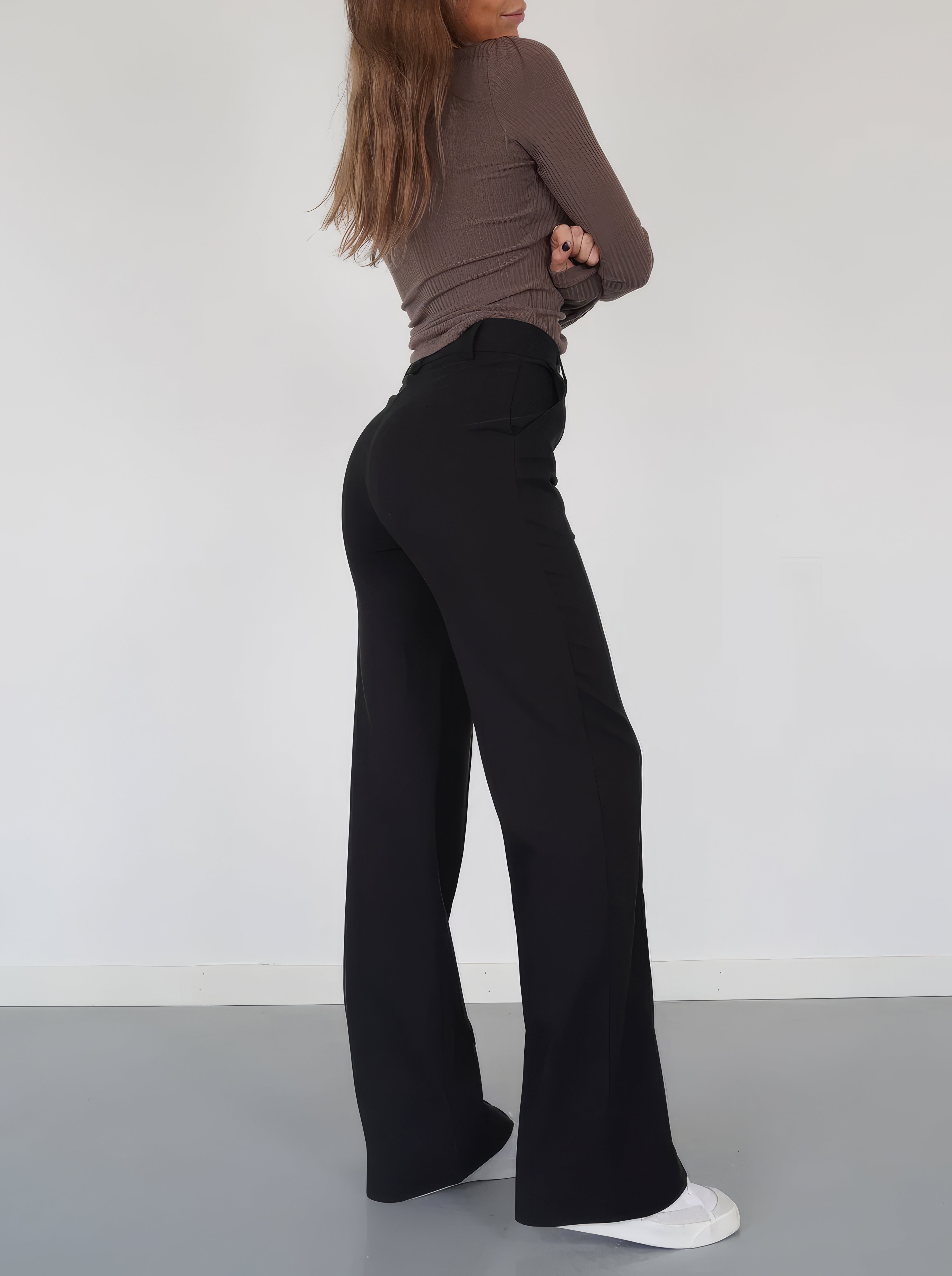 Hoge Taille Dames Pantalon met Rechte Pasvorm
