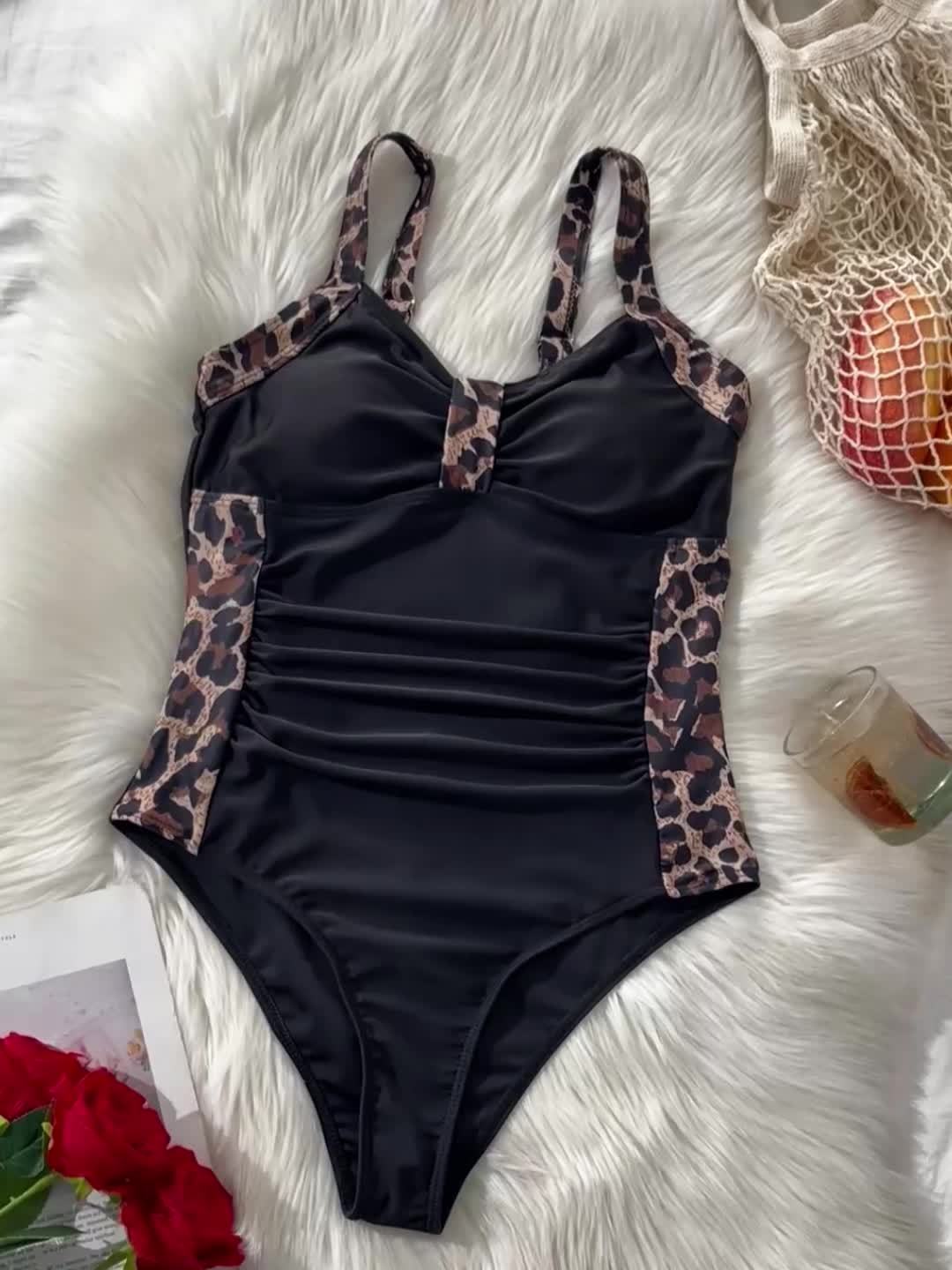 Bianca | Luipaardprint Badpak met Ruches voor Dames