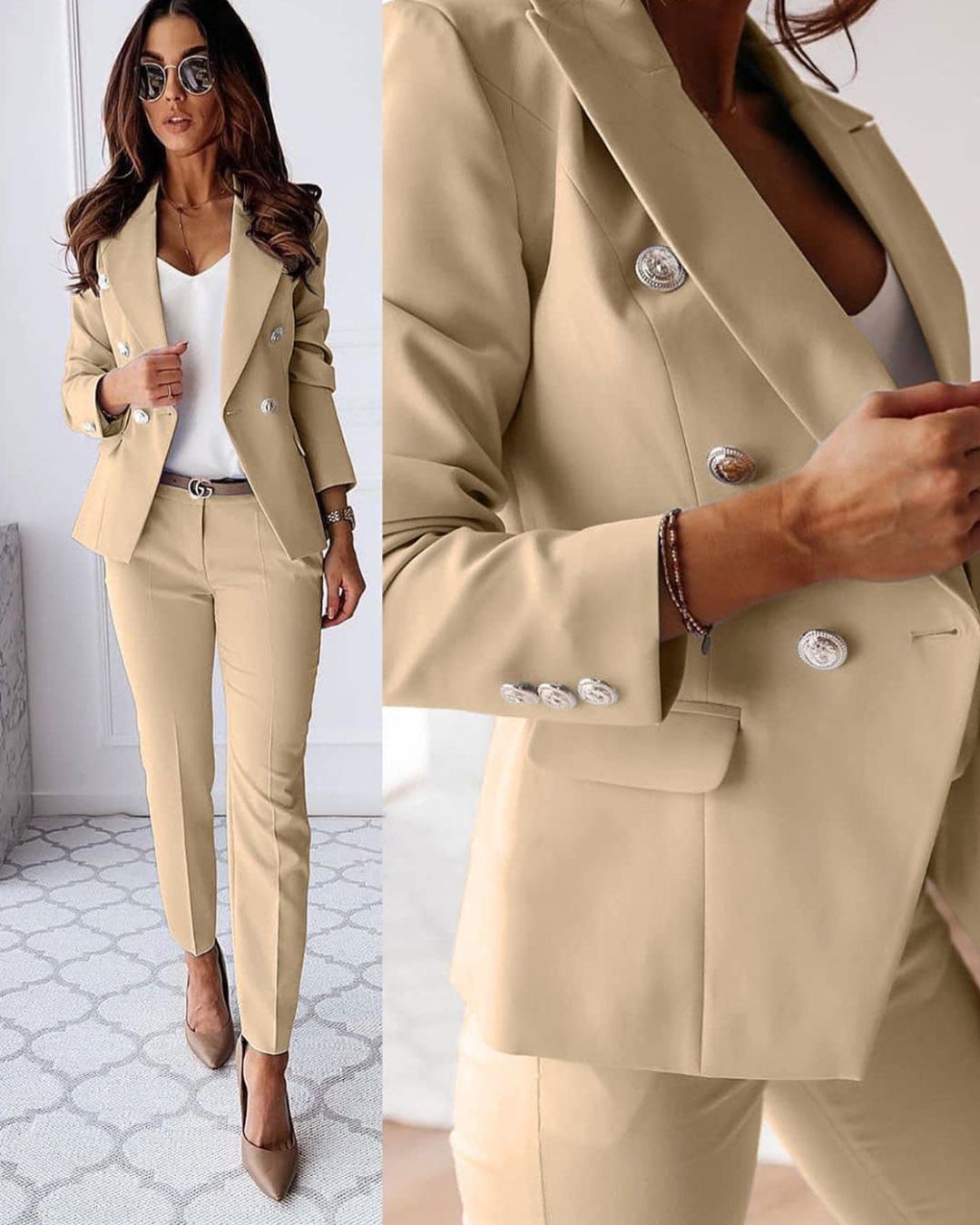 Elegante dames set met chique knopen blazer