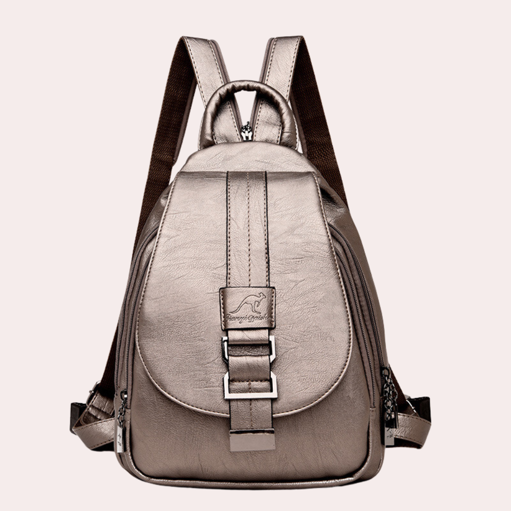 Virginie | Luxe Vegan Leren Rugzak met Moderne Buckle