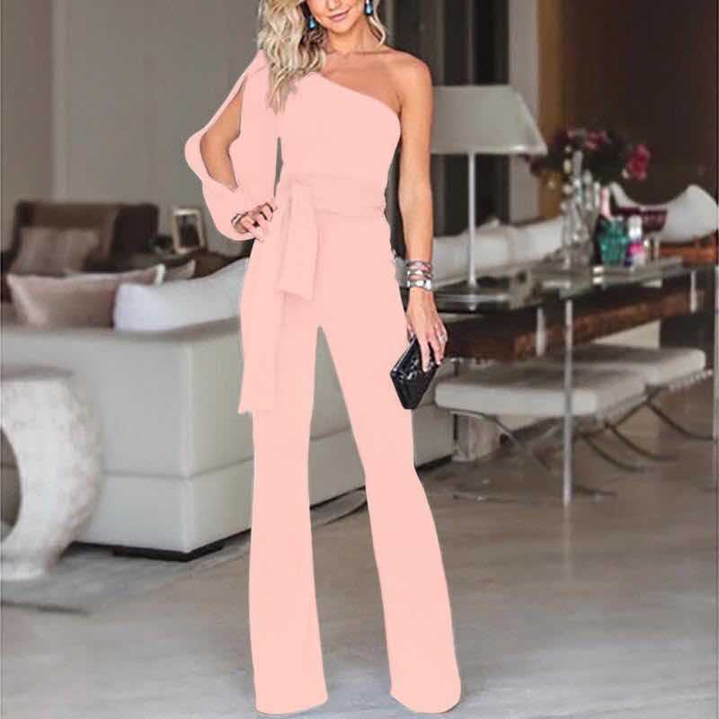 Tunna | Elegante One-Shoulder Jumpsuit met Ceintuur