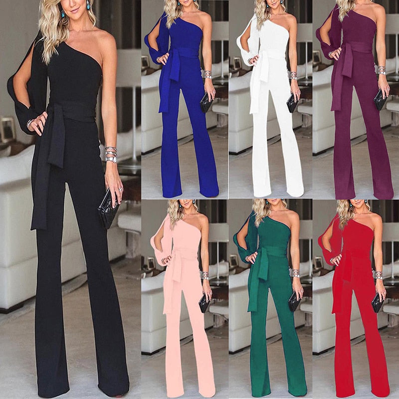 Tunna | Elegante One-Shoulder Jumpsuit met Ceintuur