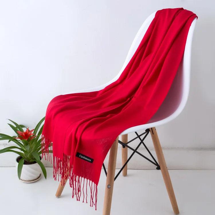 Luxe Warme Kasjmier Sjaal met Franjedetail