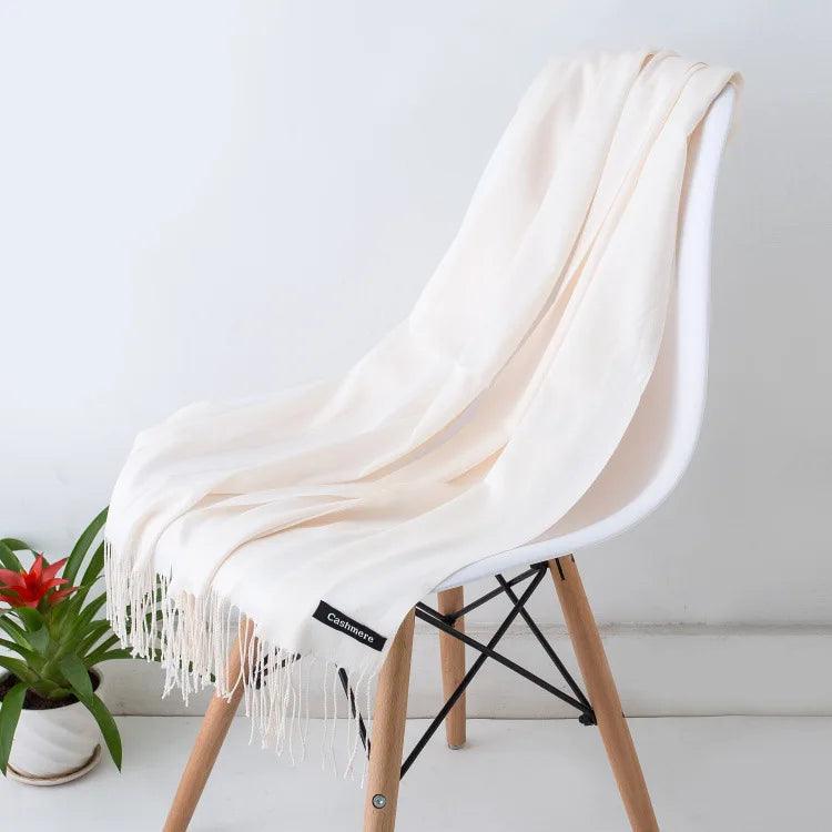 Luxe Warme Kasjmier Sjaal met Franjedetail
