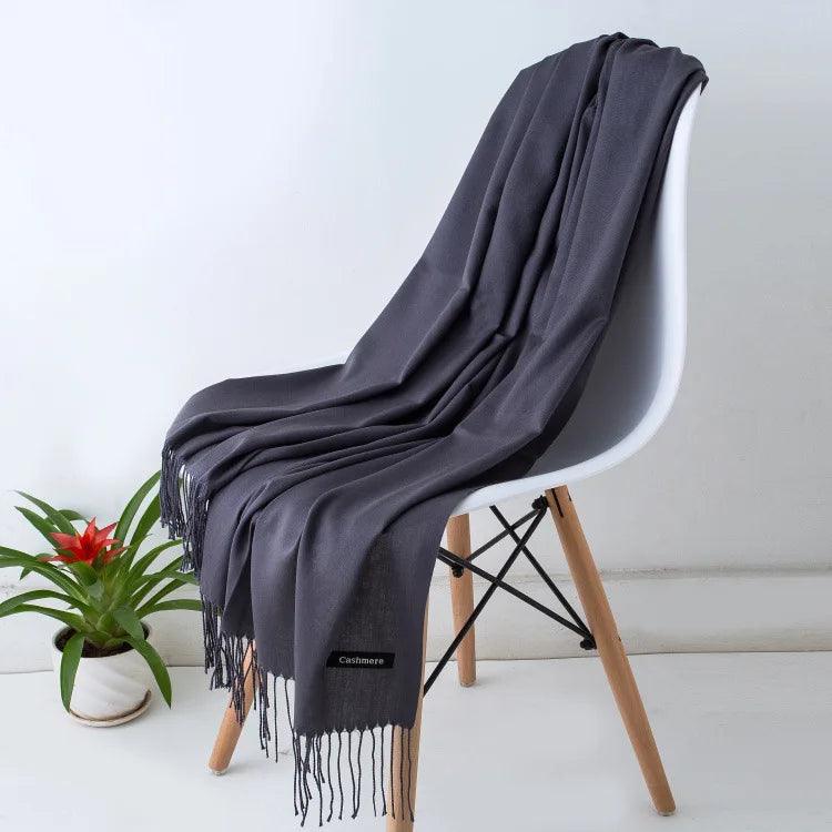 Luxe Warme Kasjmier Sjaal met Franjedetail