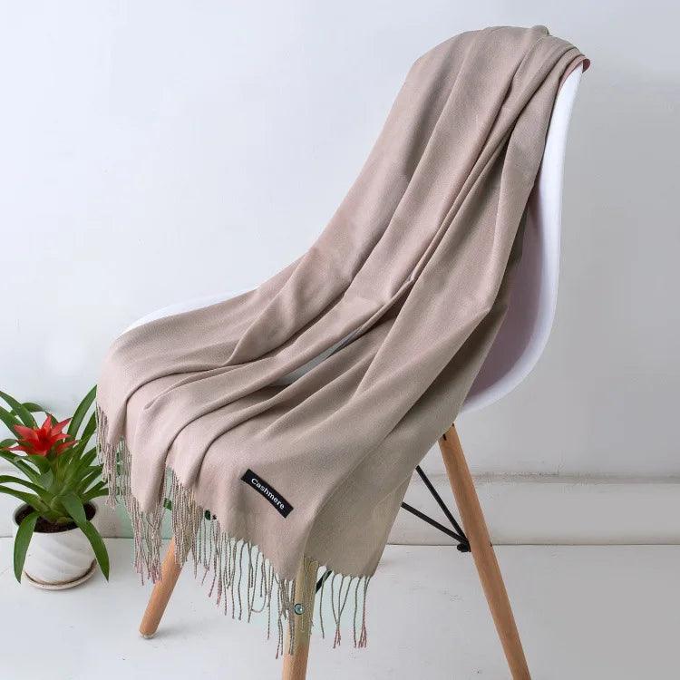 Luxe Warme Kasjmier Sjaal met Franjedetail