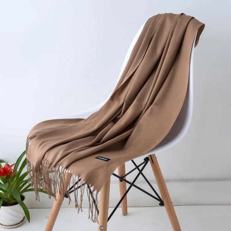 Luxe Warme Kasjmier Sjaal met Franjedetail
