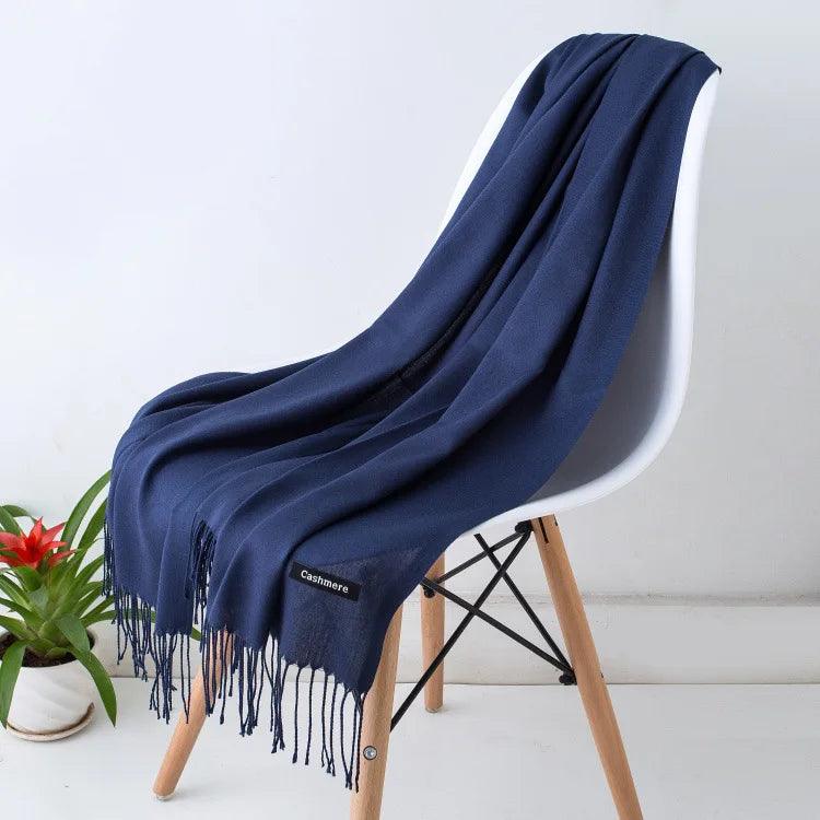 Luxe Warme Kasjmier Sjaal met Franjedetail