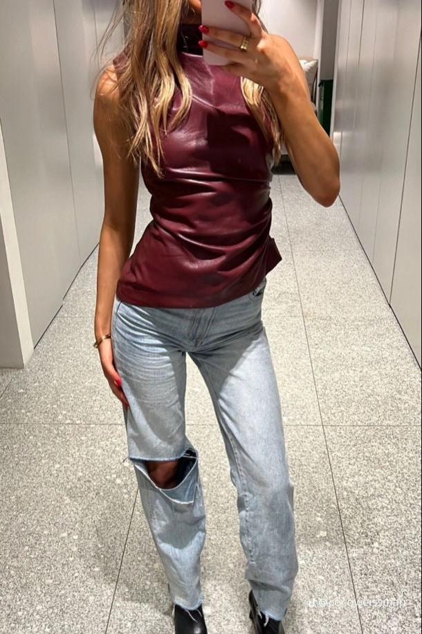 Beau | Vegan leren Top