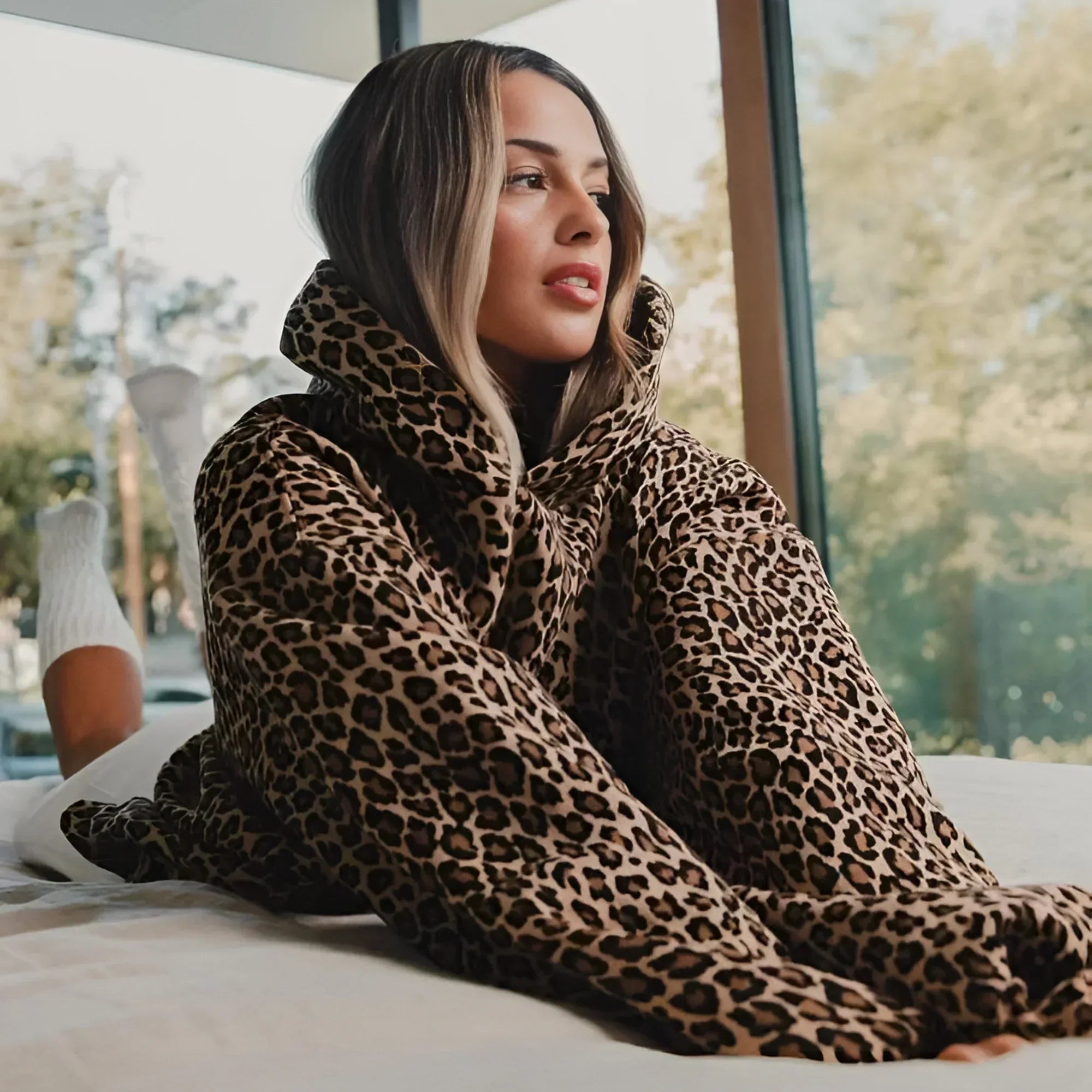 Luxe Oversized Dames Hoodie met Panter Print