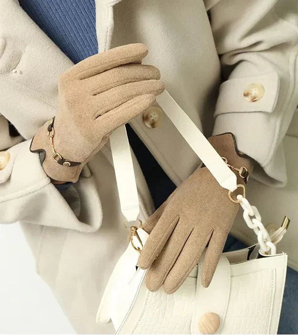 Elegante Warme Dames Handschoenen Met Ketting