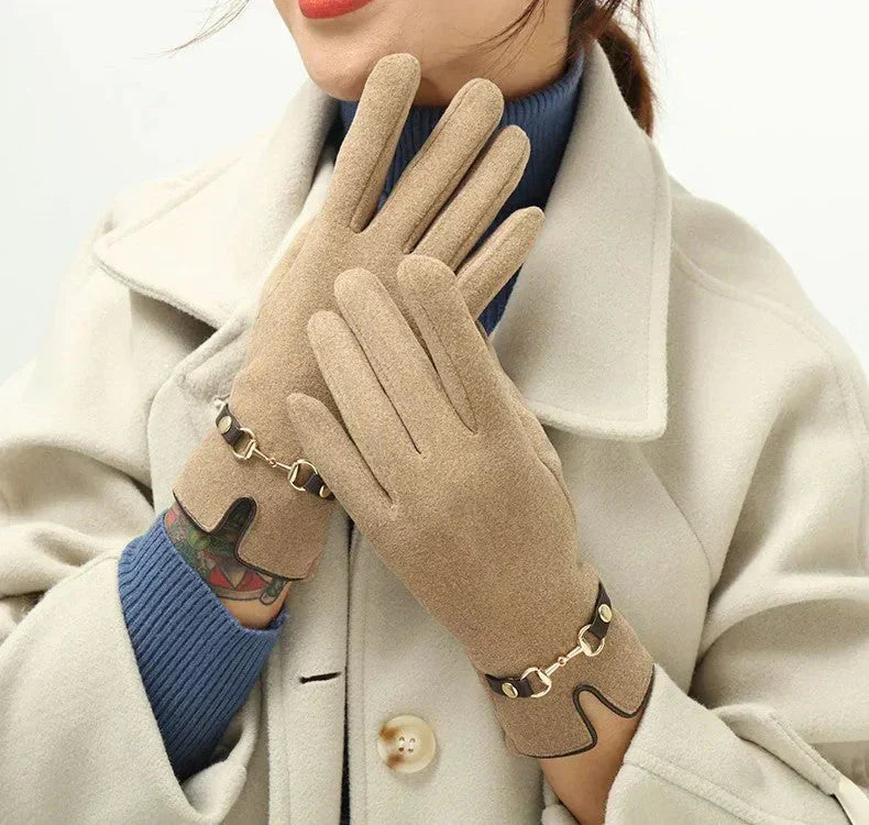 Elegante Warme Dames Handschoenen Met Ketting