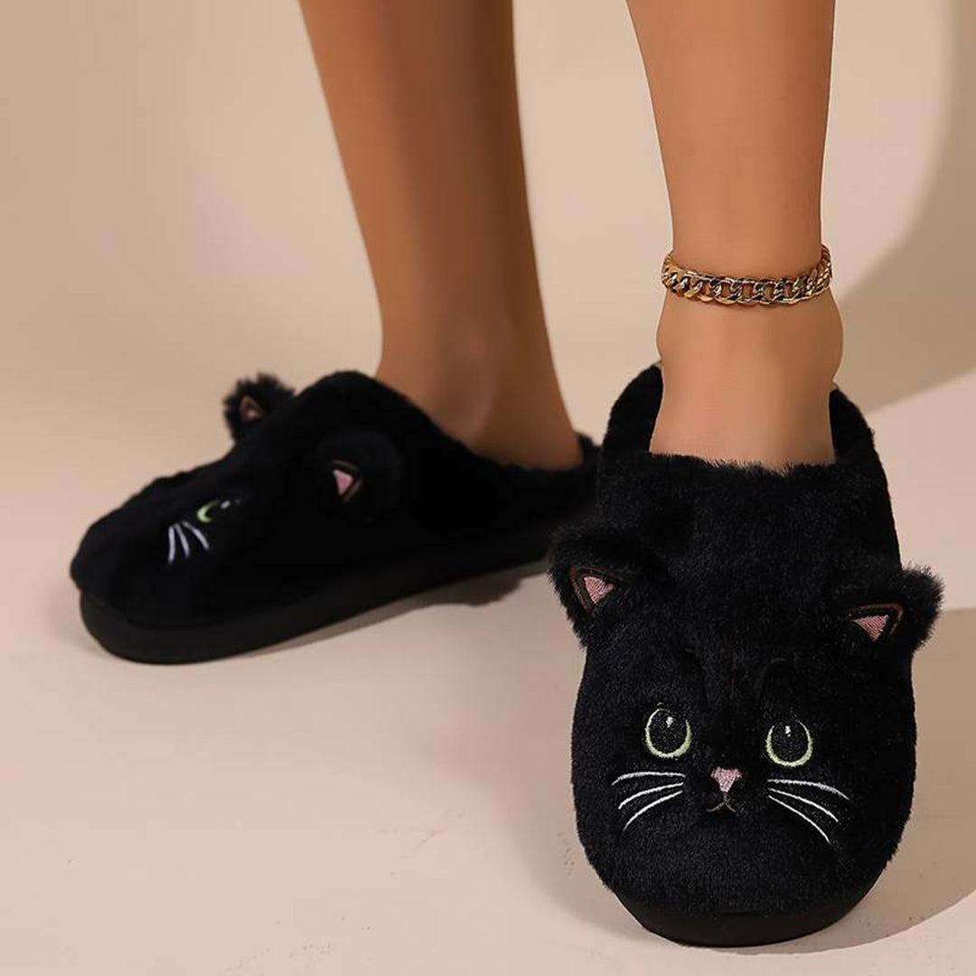 Warme Zachte Dames Pantoffels Met Schattige Kattenprint