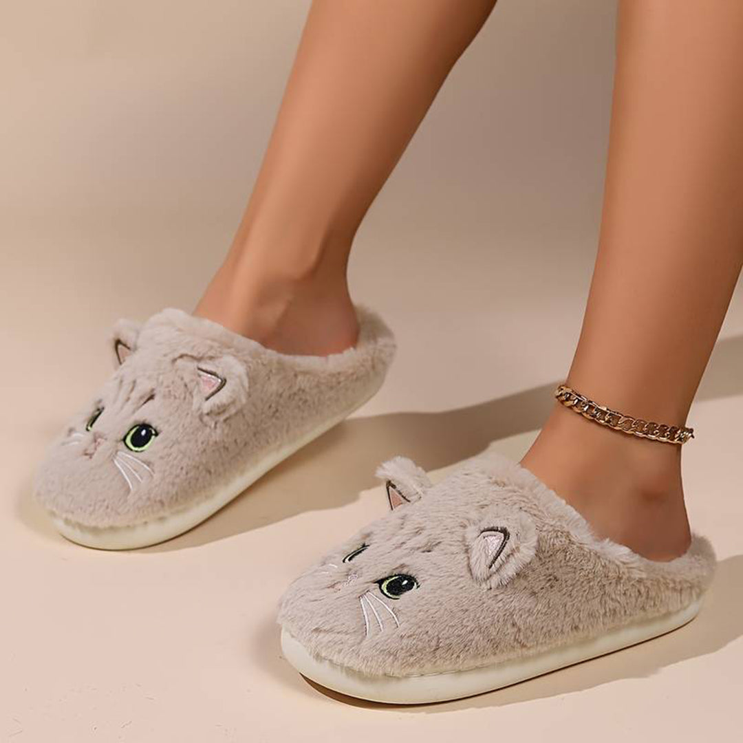 Warme Zachte Dames Pantoffels Met Schattige Kattenprint