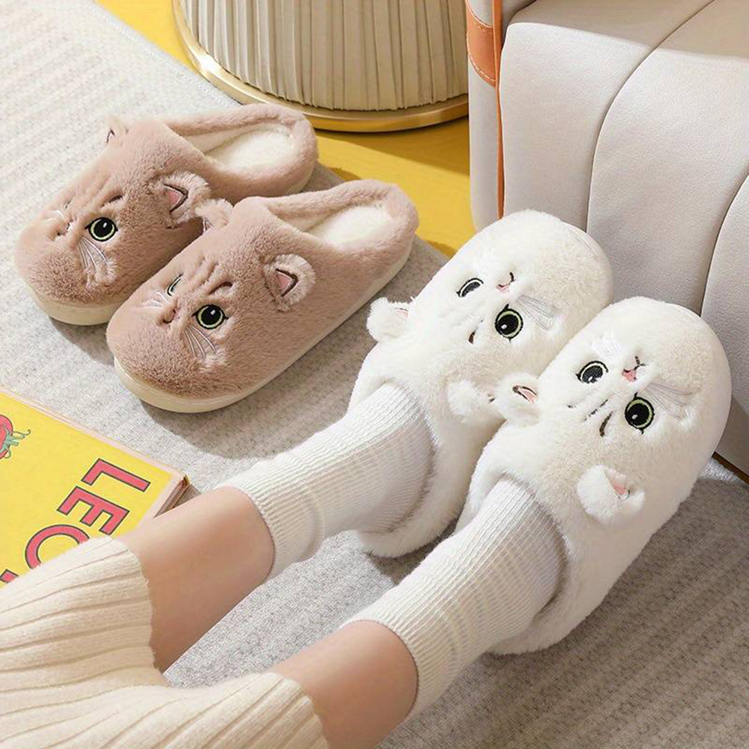 Warme Zachte Dames Pantoffels Met Schattige Kattenprint