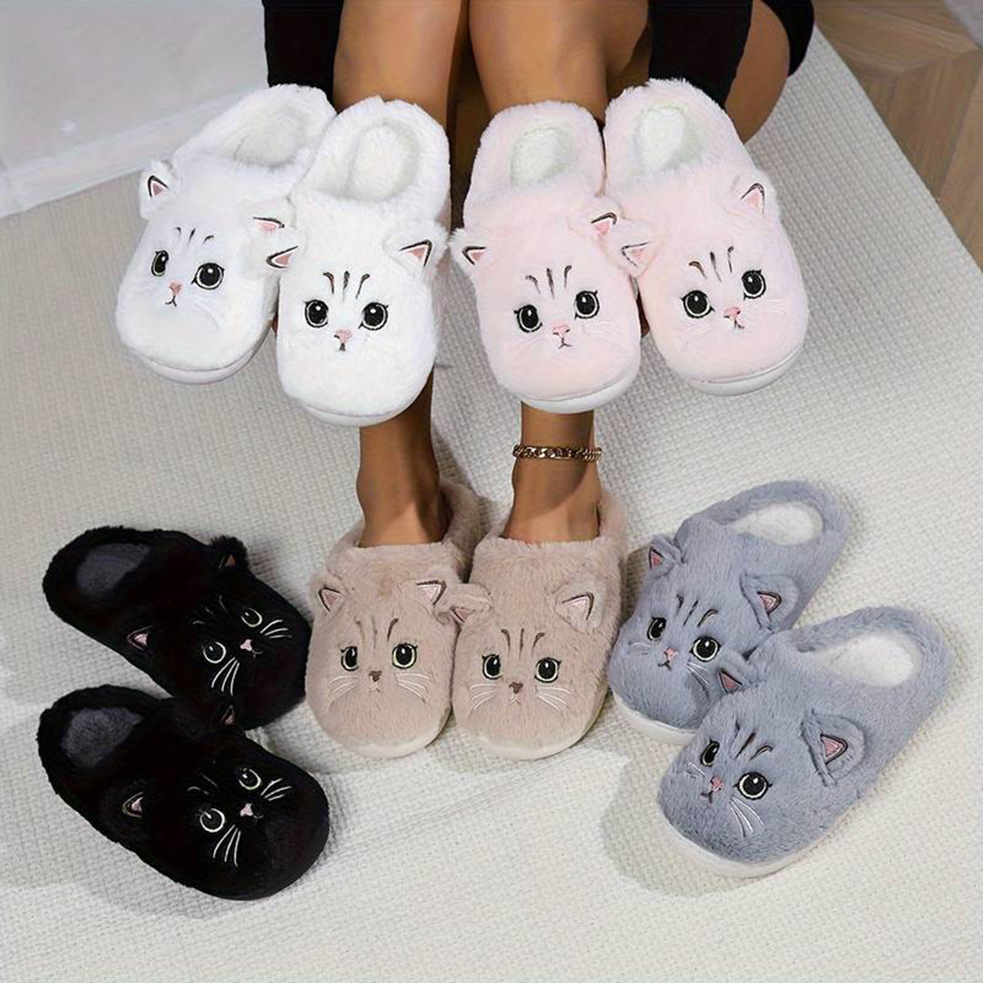Warme Zachte Dames Pantoffels Met Schattige Kattenprint