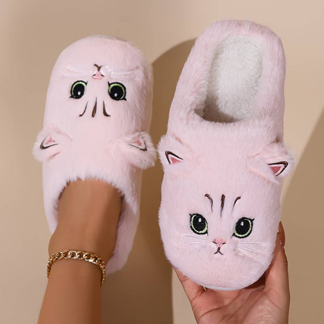 Warme Zachte Dames Pantoffels Met Schattige Kattenprint