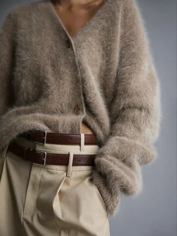 Oversized Zachte Dames Fluffy Cardigan met Knopen