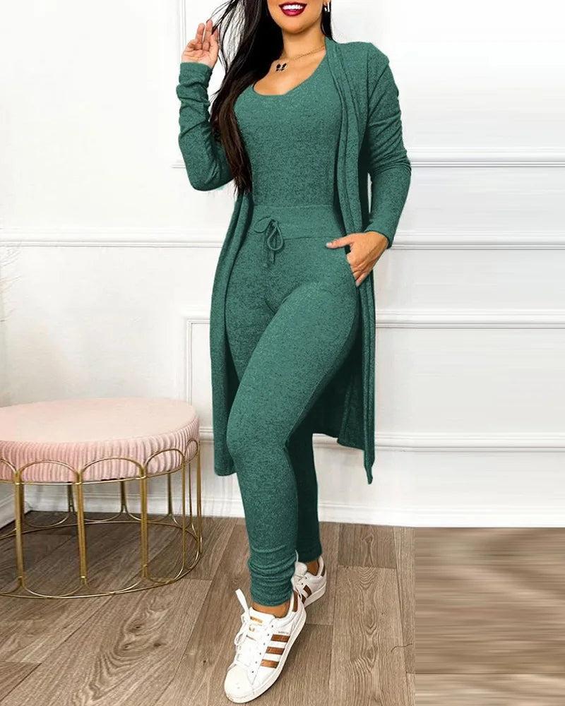 Comfortabele Dames 3-Delige Loungewear Set met Vest