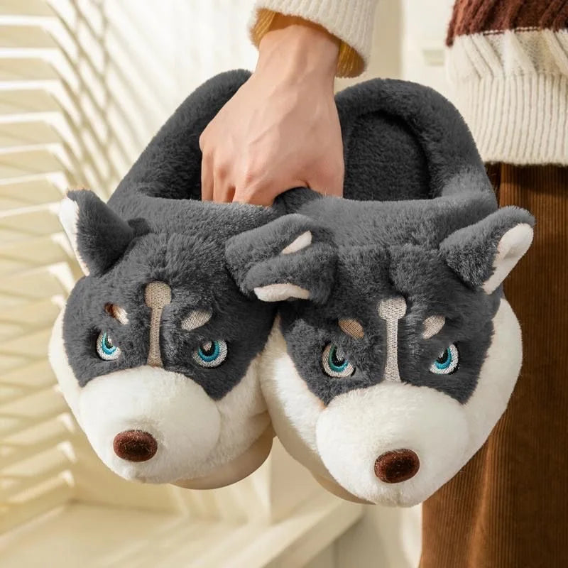 Warme Zachte Vrouwen Pantoffels Met Husky Print