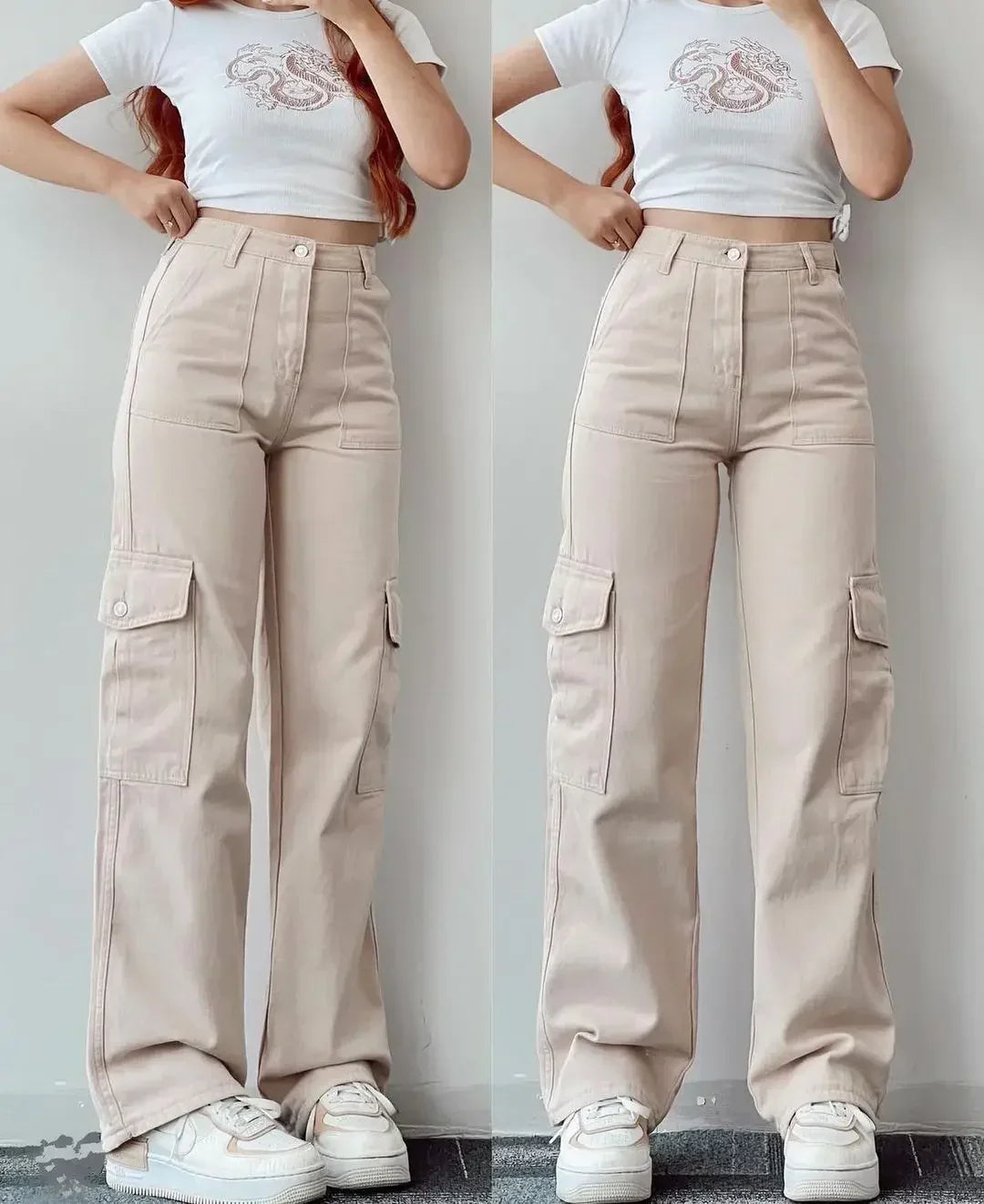 Perfect High Waist Cargo Jeans | Comfy Fit