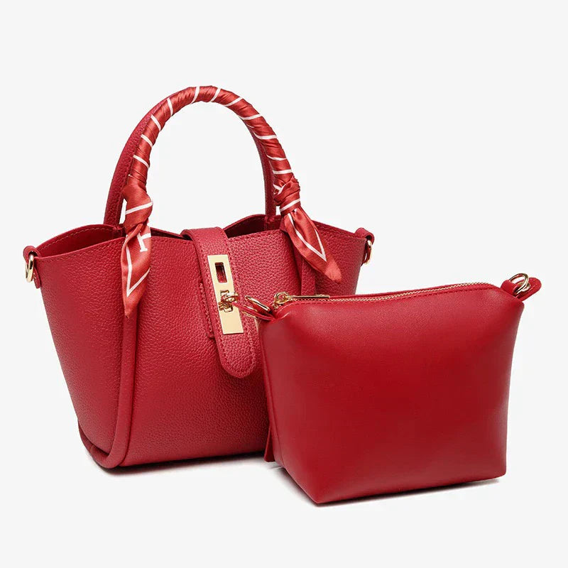Tery | Luxe Handtas met Sjaaldetail en Gouden Sluiting