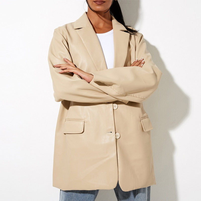 Antonella | Elegante PU Leren BlazerJas