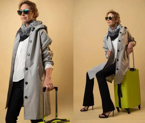 Stijlvolle Comfortabele Dames Regenjas Met Capuchon