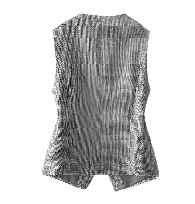 Monah | Mouwloos Blazervest met Asymmetrische Sluiting