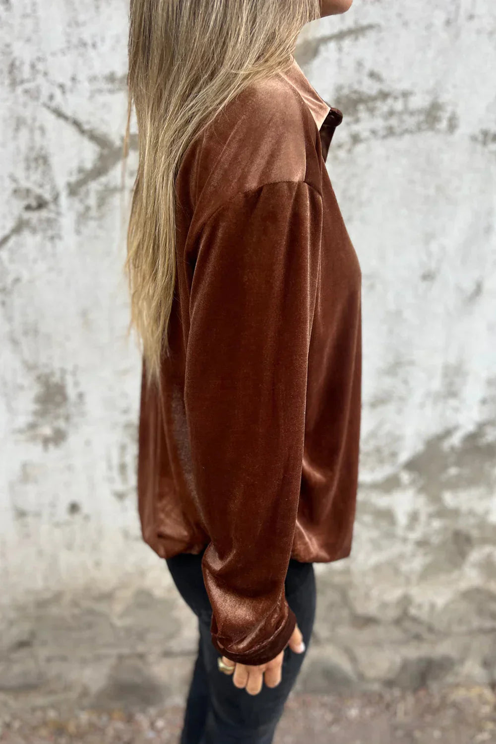 Esther | Velvet Button-Up Blouse