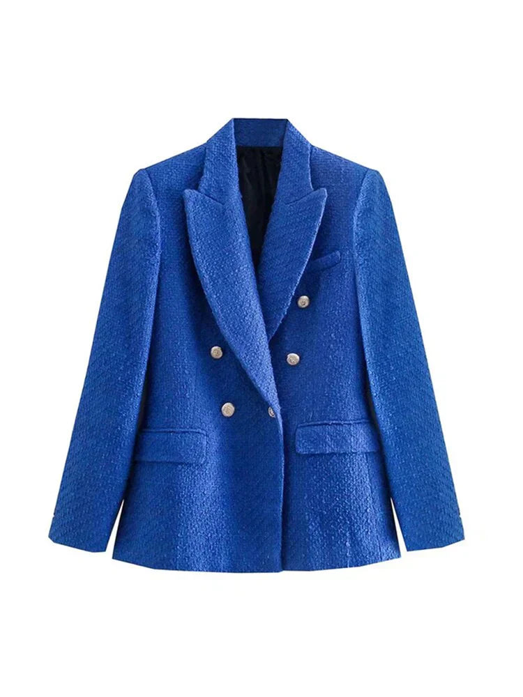 Chique gestructureerde dames blazer met verfijnde dubbele knoopsluiting