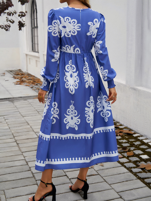 Jaelin | Elegante Maxi Jurk met Contrasterende Print