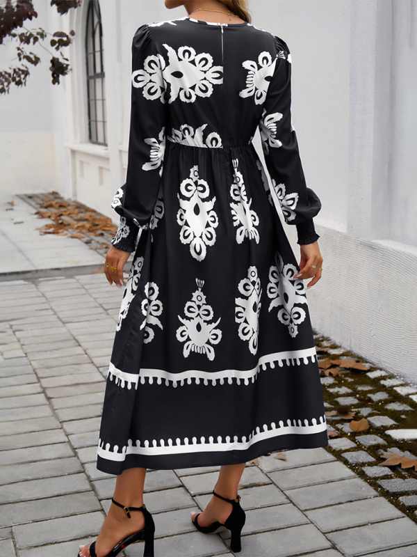 Jaelin | Elegante Maxi Jurk met Contrasterende Print