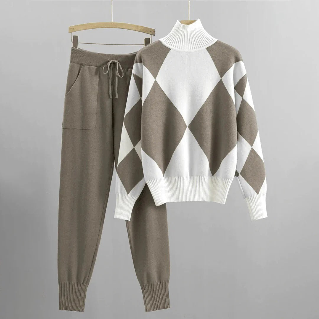 Stijlvolle Geruite Coltrui Set voor Dames