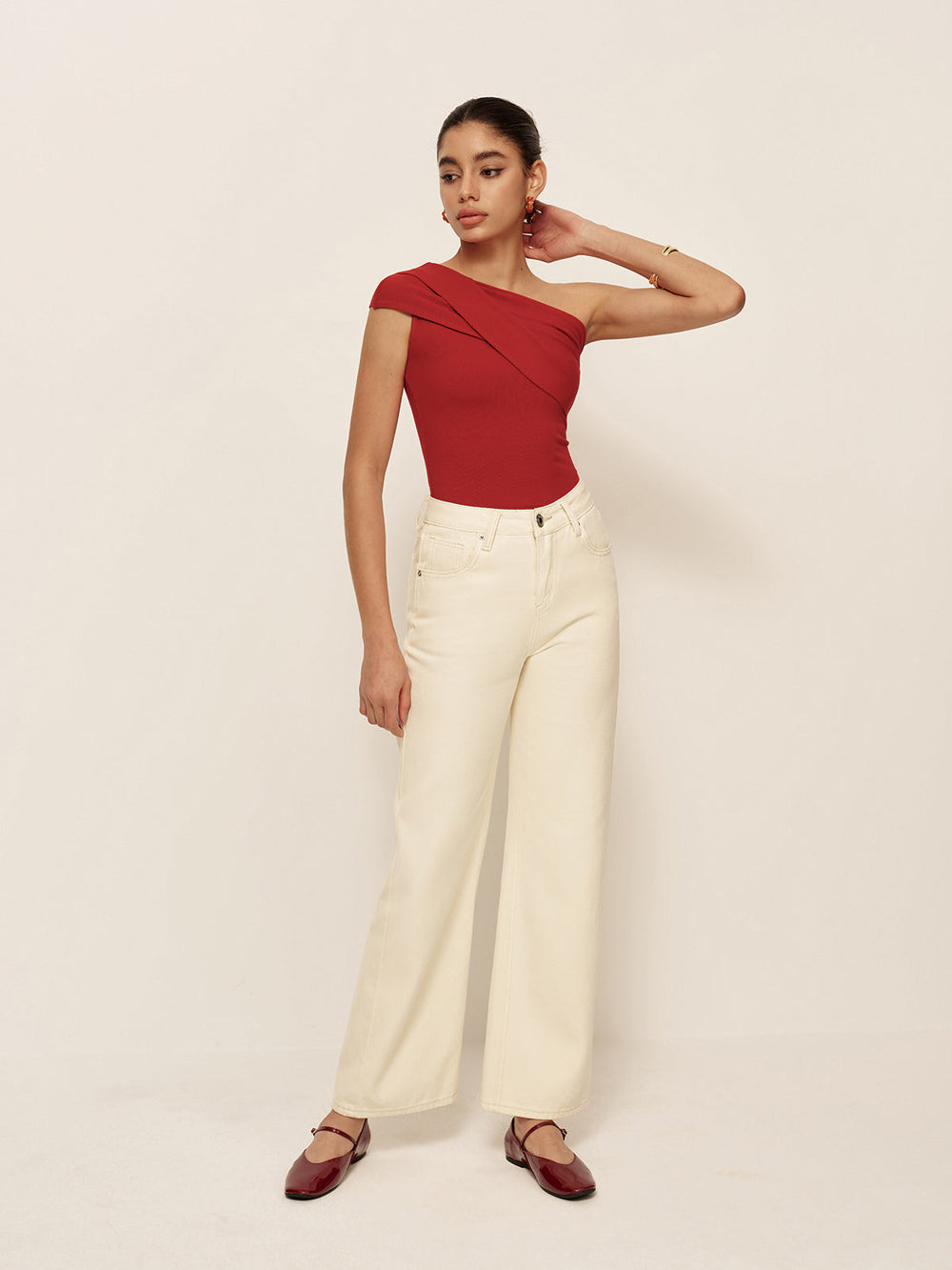 Hanne | One-Shoulder Top met Elegante Drapering