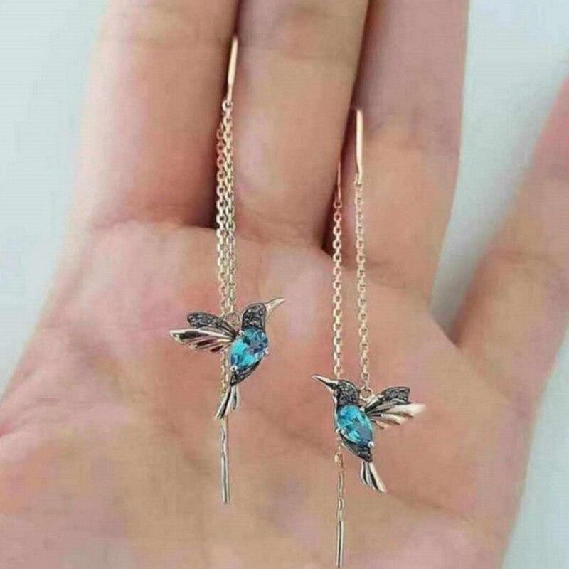 Oorbellen met Kolibrie Emaille en Zirkonia