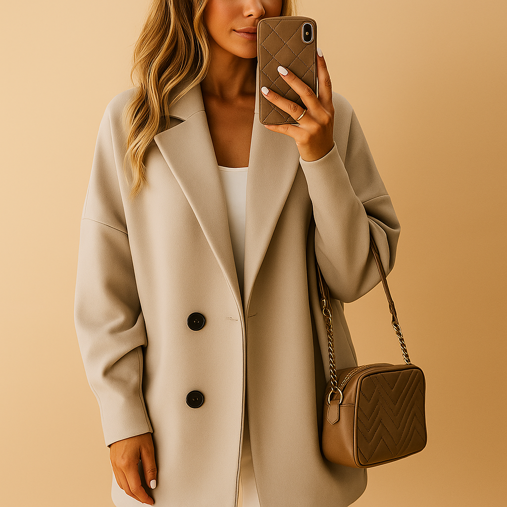 Lange Oversized Dames Mantel Jas met Knopen