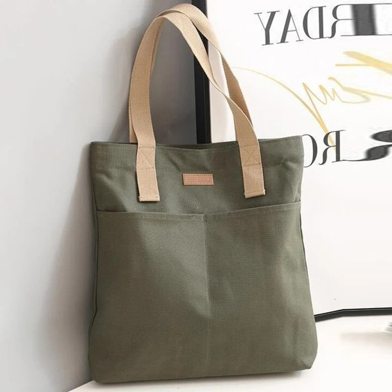 Leola | Minimalistische Canvas Schoudertas met Dubbele Vakken