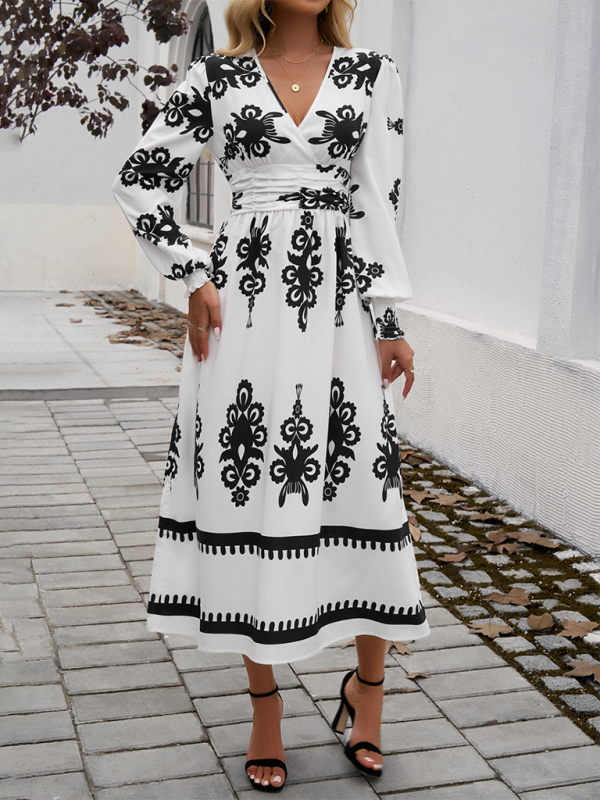 Jaelin | Elegante Maxi Jurk met Contrasterende Print