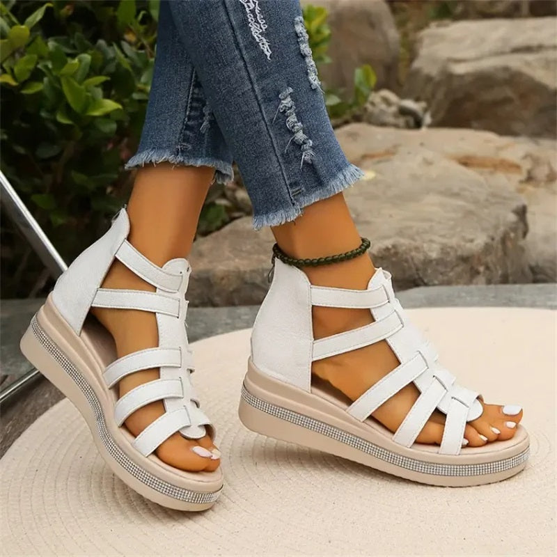 Ancilla | Gladiator Plateau Sandalen met Sleehak