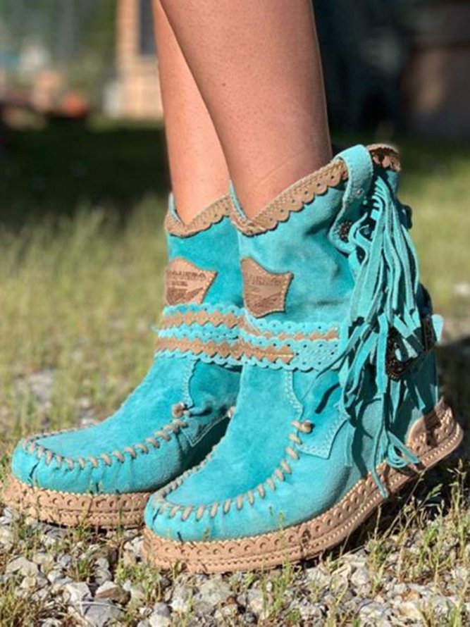 Liliana | Boho Cowboy Enkelboots met Speelse Fringes