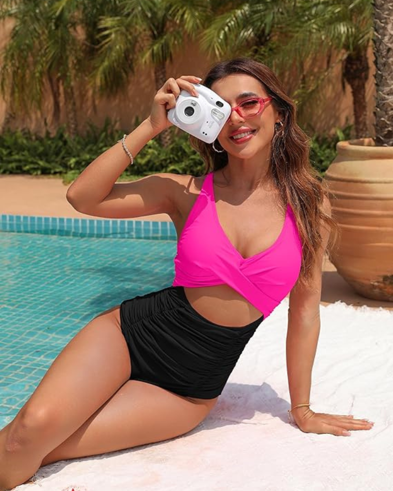 Brittany | Color-Block High-Waisted Swimsuit