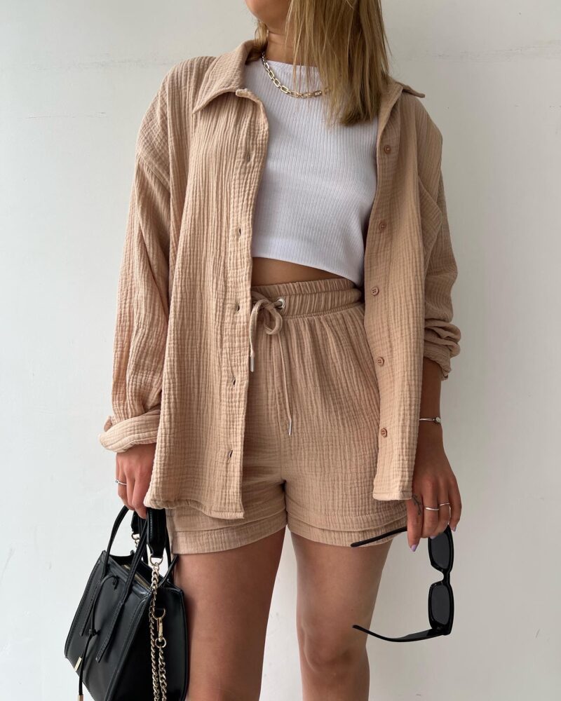Bieke | Luchtige Linnen Short & Blouse Set