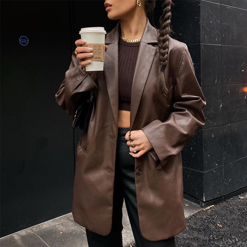 Antonella | Elegante PU Leren BlazerJas