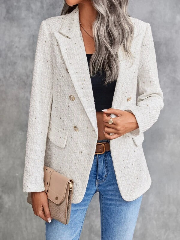 Halston | Tweed Double-Breasted Blazer