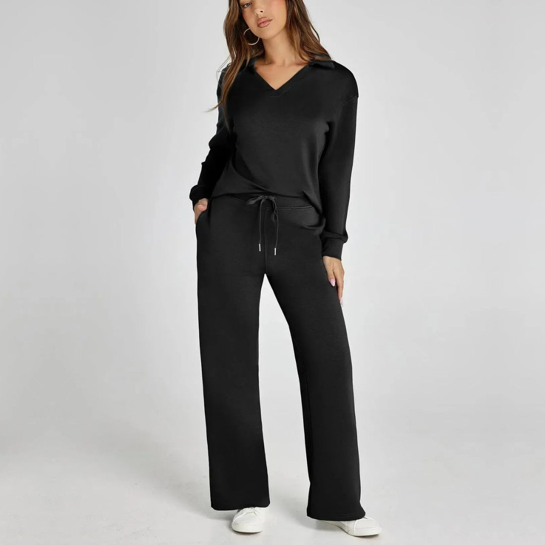 Stijlvolle Dames Loungewear Set met Wijde Pijpen