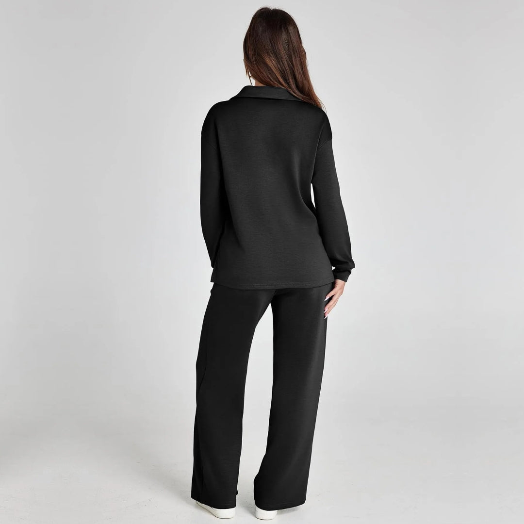 Stijlvolle Dames Loungewear Set met Wijde Pijpen
