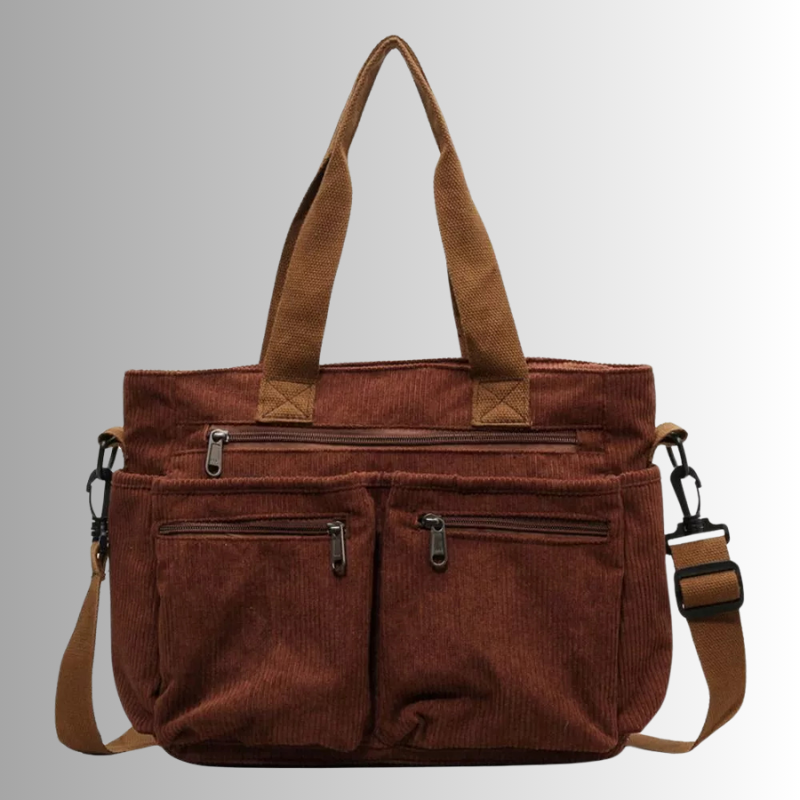 Trendy Ribfluweel Dames Schoudertas met Meerdere Vakken